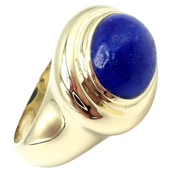 Authentic! Tiffany & Co Paloma Picasso 18k Yellow Gold Large Lapis Oval Ring - Picture 1 of 14